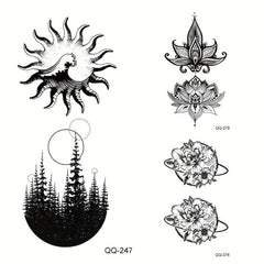 Hand Back Clavicle Tattoo Stickers Waterproof Temporary Totem Flower