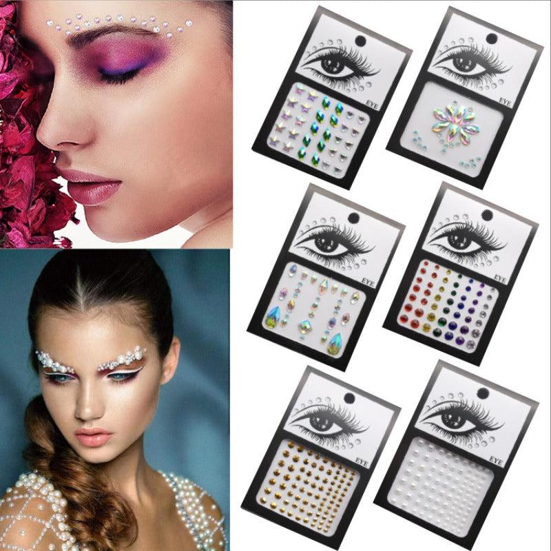 Bridal Makeup Eye Stickers Faux Pearl Rhinestone Tear Face Stage Makeup