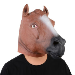 Men's Latex Horse Head Mask Animal Headgear Party Dress Up
