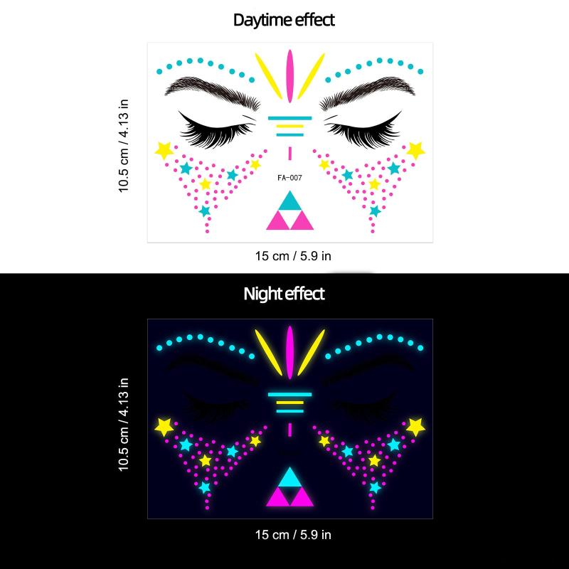 Music Butterfly Neon Face Sticker Waterproof Makeup