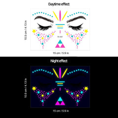 Music Butterfly Neon Face Sticker Waterproof Makeup
