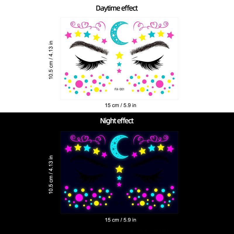 Music Butterfly Neon Face Sticker Waterproof Makeup