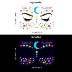 Music Butterfly Neon Face Sticker Waterproof Makeup