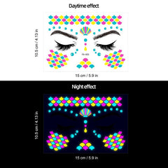 Music Butterfly Neon Face Sticker Waterproof Makeup