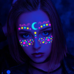 Music Butterfly Neon Face Sticker Waterproof Makeup