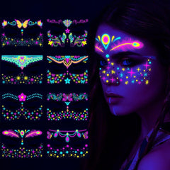 Music Butterfly Neon Face Sticker Waterproof Makeup