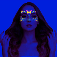 Music Butterfly Neon Face Sticker Waterproof Makeup