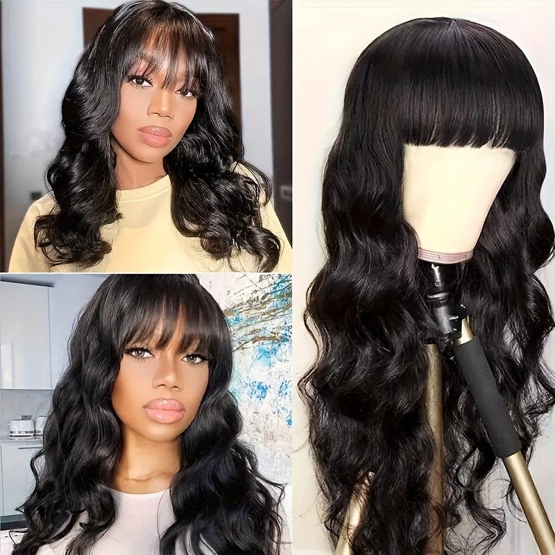 Long Curly Wavy Wig With Bangs Synthetic Heat Resistant for Everyday