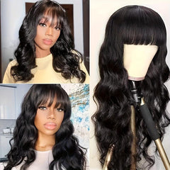 Long Curly Wavy Wig With Bangs Synthetic Heat Resistant for Everyday