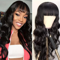 Long Curly Wavy Wig With Bangs Synthetic Heat Resistant for Everyday