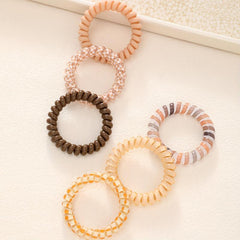 6pcs Coffee Spiral Hair Ties Hair Friendly Rubber Bands