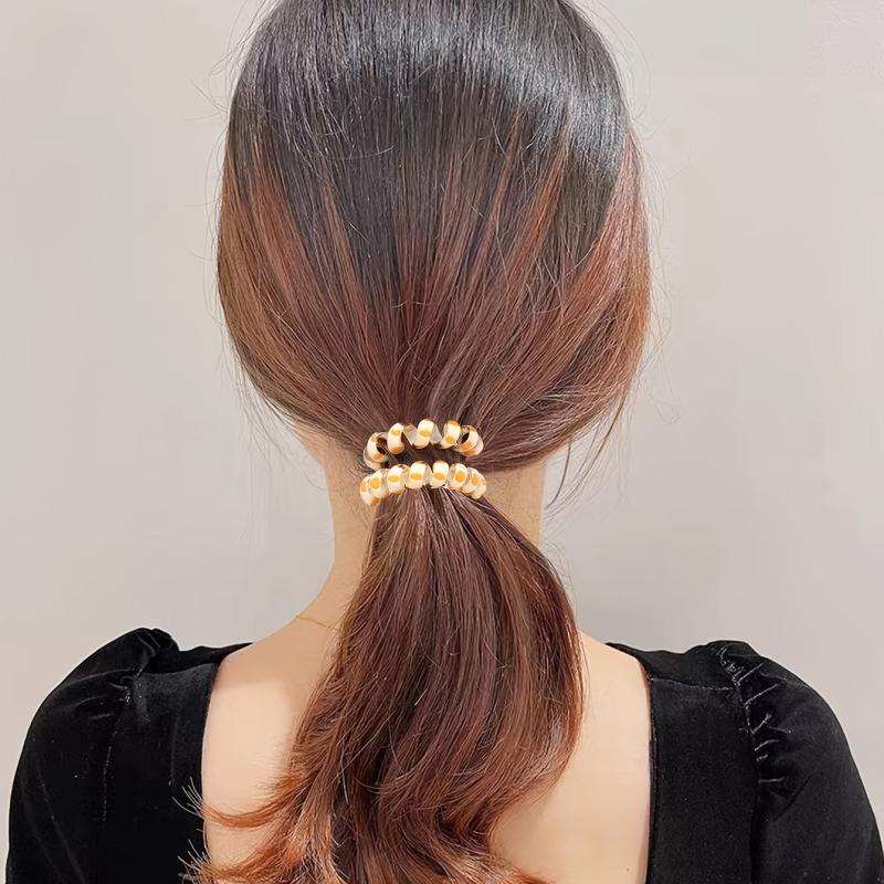 6pcs Coffee Spiral Hair Ties Hair Friendly Rubber Bands