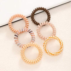 6pcs Coffee Spiral Hair Ties Hair Friendly Rubber Bands