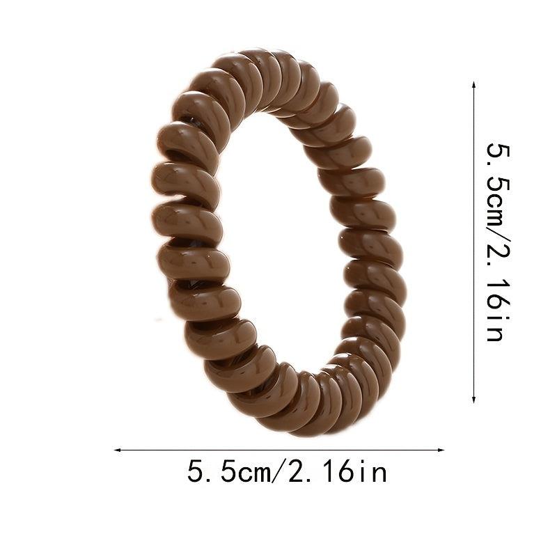 6pcs Coffee Spiral Hair Ties Hair Friendly Rubber Bands