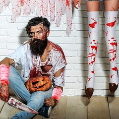 Halloween Nurse Bloody Socks Makeup Ball Knee Socks