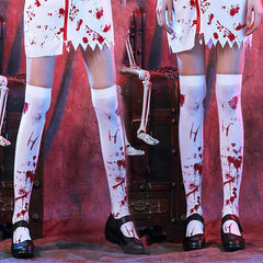 Halloween Nurse Bloody Socks Makeup Ball Knee Socks