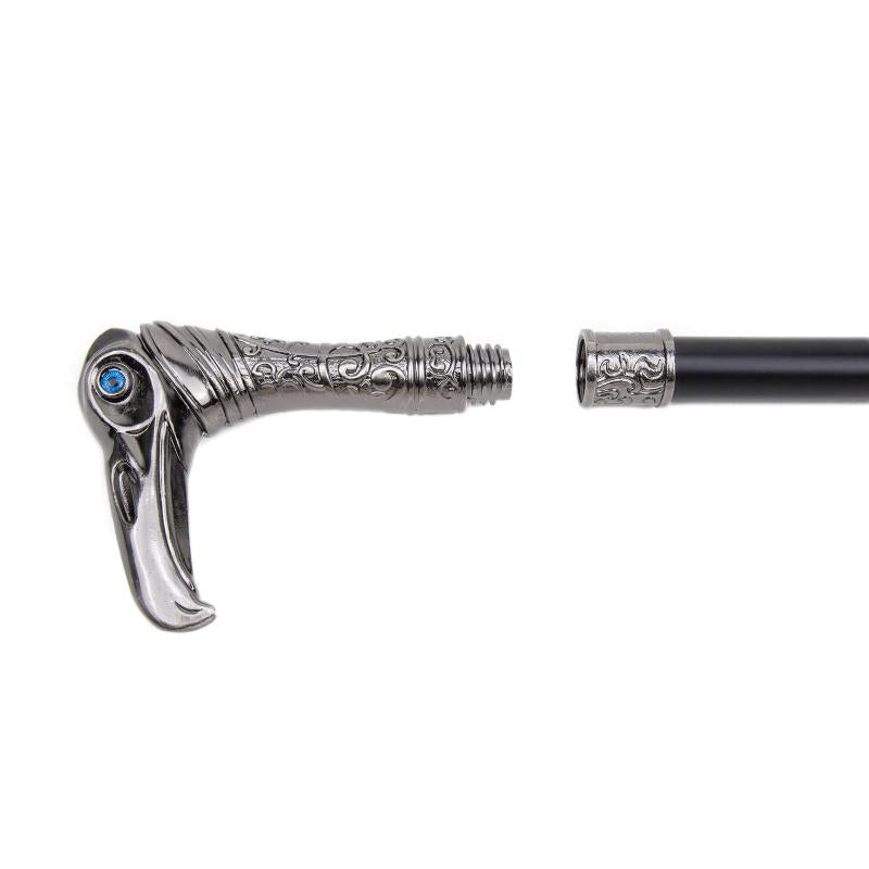 Vintage Style Walking Stick with Silver Eagle Head - 36.6in