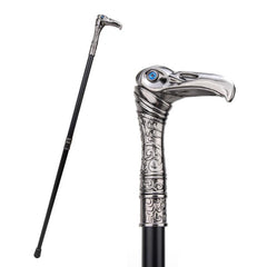 Vintage Style Walking Stick with Silver Eagle Head - 36.6in