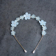 Ins Style Pearl Crystal Flower Headband Classy Frosted Hand Braided Headband