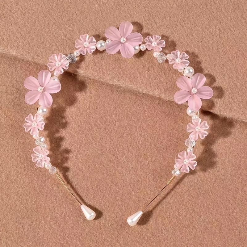 Ins Style Pearl Crystal Flower Headband Classy Frosted Hand Braided Headband