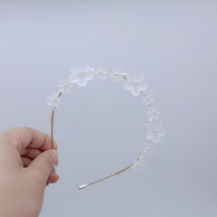 Ins Style Pearl Crystal Flower Headband Classy Frosted Hand Braided Headband