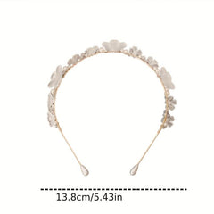 Ins Style Pearl Crystal Flower Headband Classy Frosted Hand Braided Headband