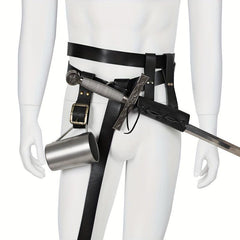 Medieval Belt Nordic Viking Knight Dagger Sword Frog PU Leather Belt