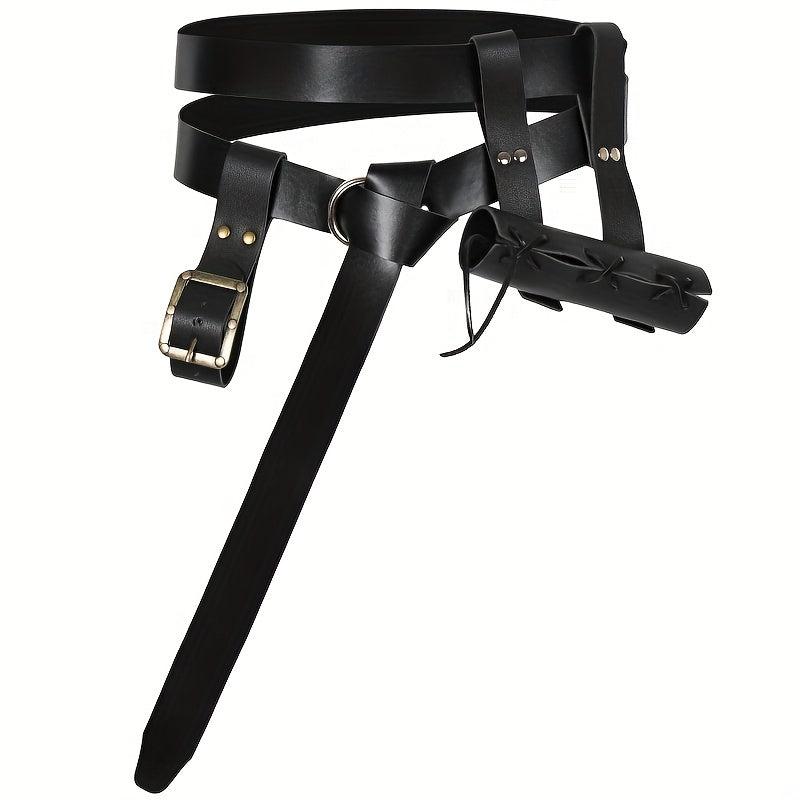 Medieval Belt Nordic Viking Knight Dagger Sword Frog PU Leather Belt