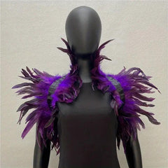Gothic Feather Cape Shawl Shrug Wrap Collar for Halloween Party