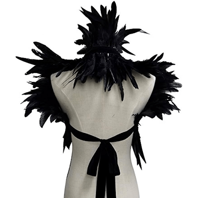 Gothic Feather Cape Shawl Shrug Wrap Collar for Halloween Party