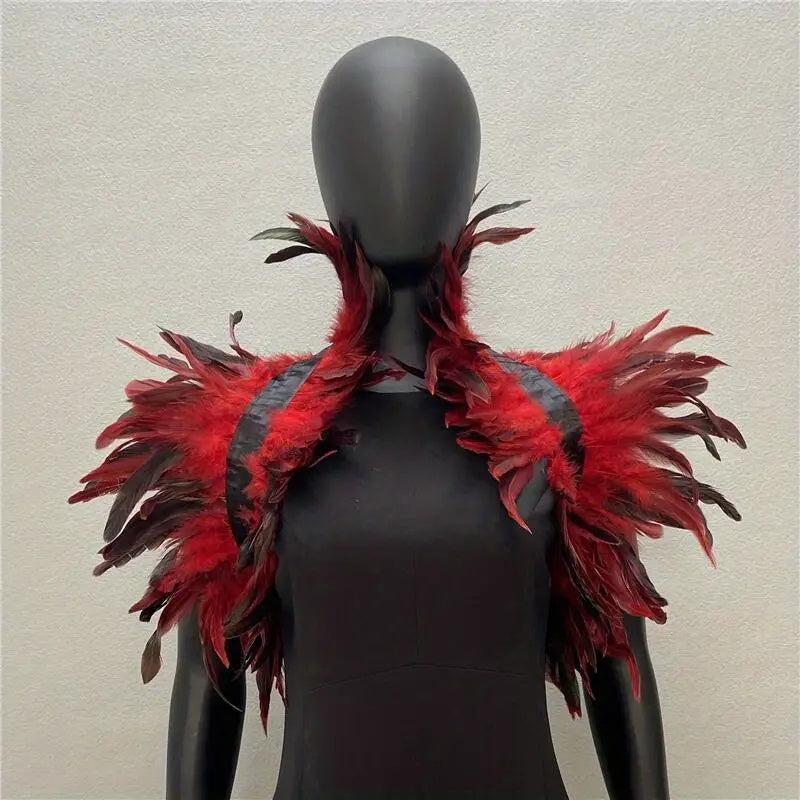 Gothic Feather Cape Shawl Shrug Wrap Collar for Halloween Party
