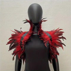 Gothic Feather Cape Shawl Shrug Wrap Collar for Halloween Party