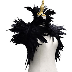 Gothic Feather Cape Shawl Shrug Wrap Collar for Halloween Party