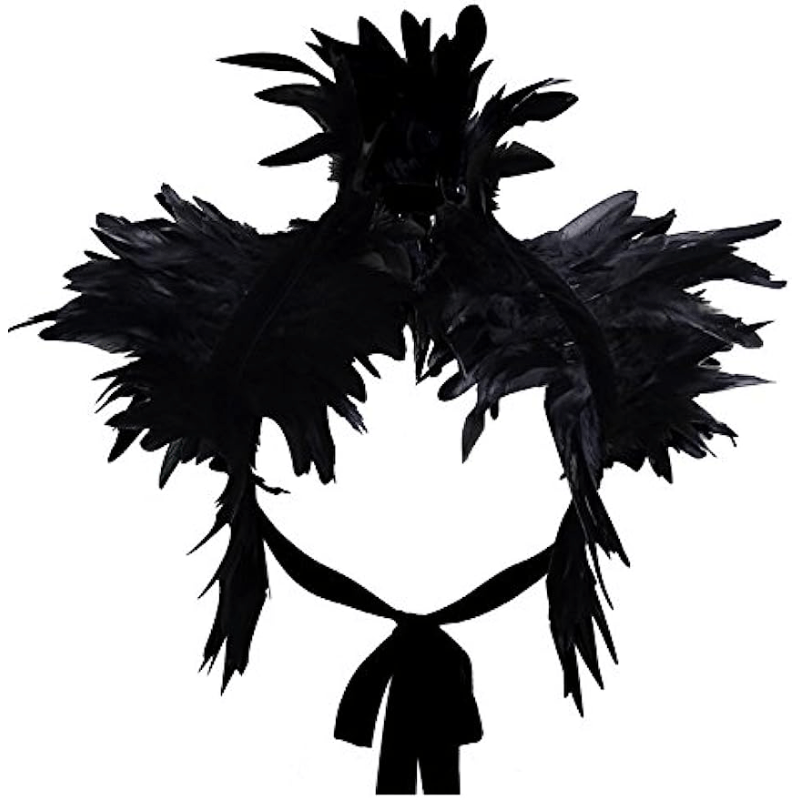 Gothic Feather Cape Shawl Shrug Wrap Collar for Halloween Party