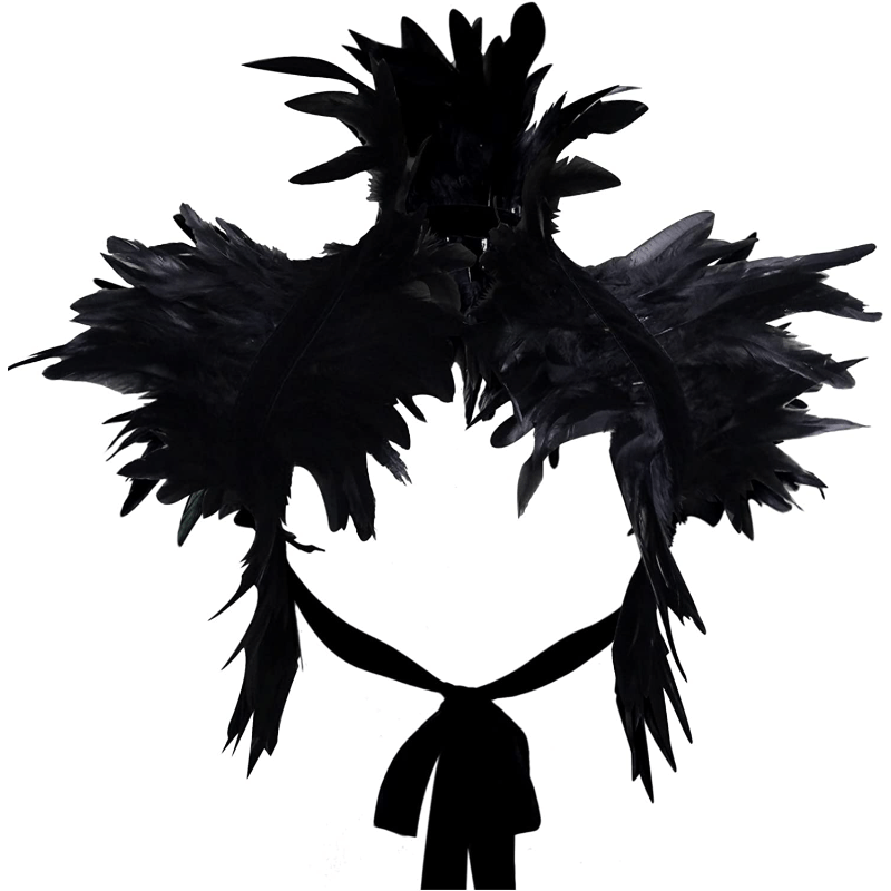 Gothic Feather Cape Shawl Shrug Wrap Collar for Halloween Party