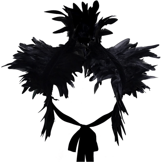 Gothic Feather Cape Shawl Shrug Wrap Collar for Halloween Party