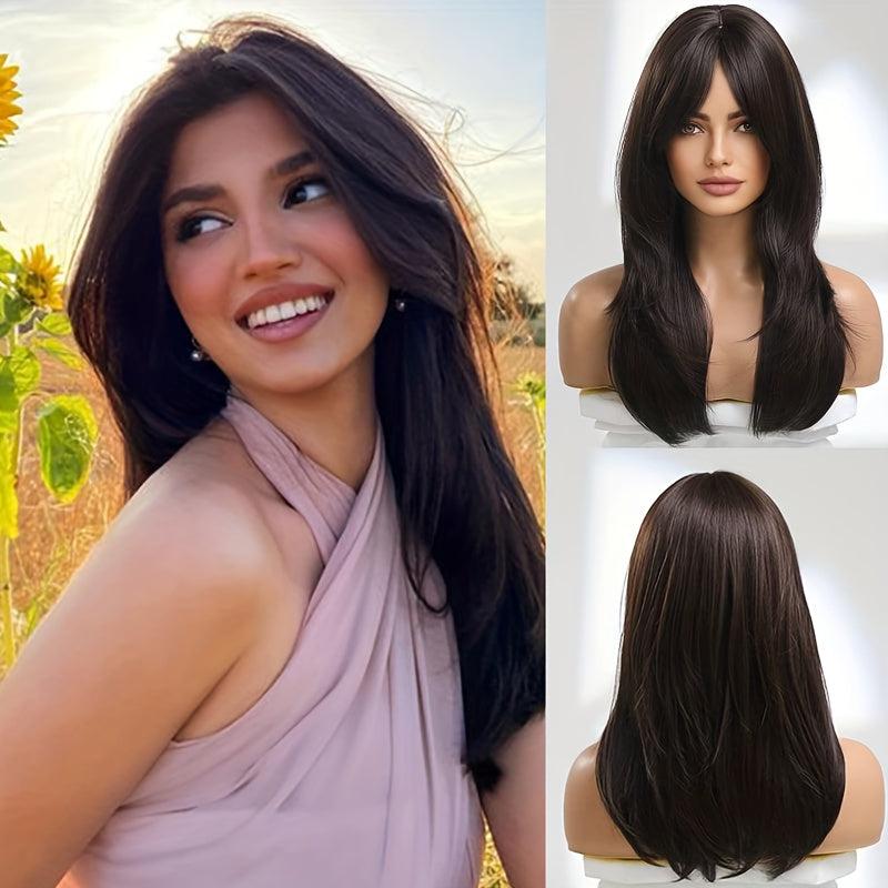 Fairy Omber Long Straight Layered Hair Wig with Bangs