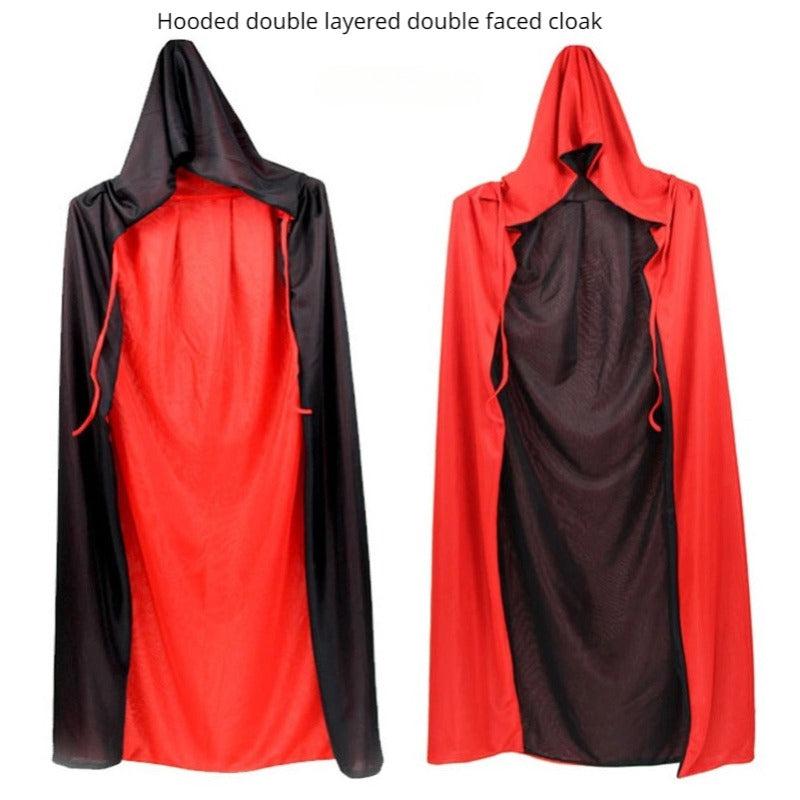 Adult Red Halloween Cloak with Stand Collar