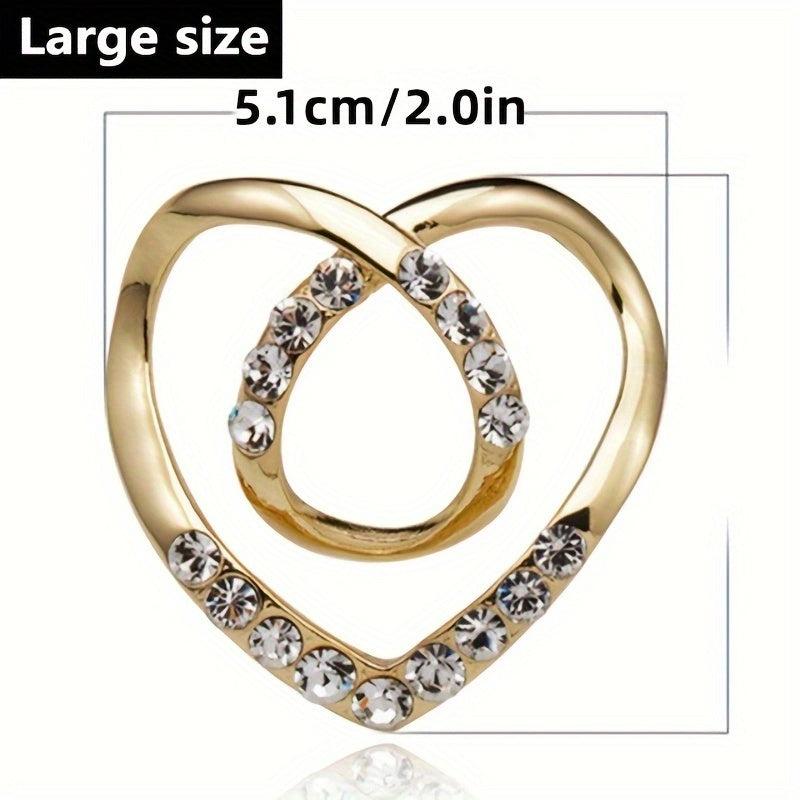 Heart Clothespin Brooch Rhinestone Inlaid Scarf Clip Pin