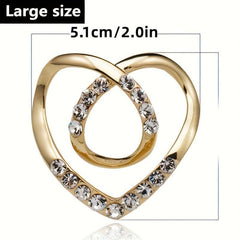 Heart Clothespin Brooch Rhinestone Inlaid Scarf Clip Pin