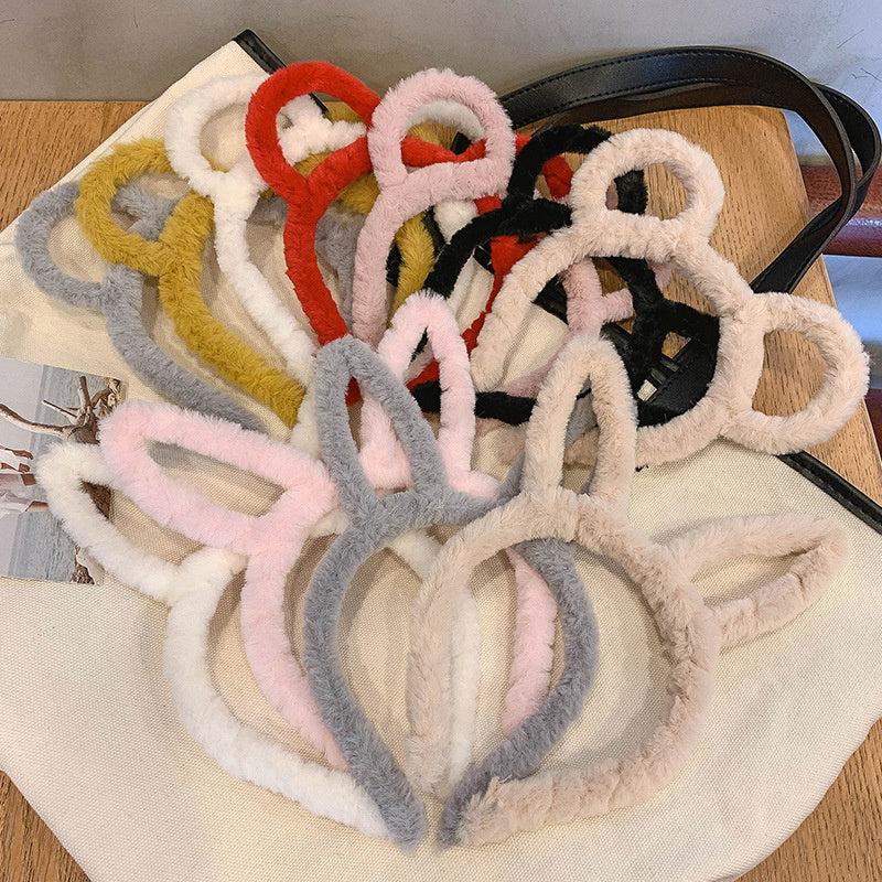 Plush Cat Ears Head Hoop for Makeup and Face Washing