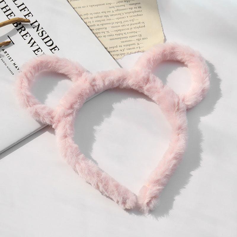 Plush Cat Ears Head Hoop for Makeup and Face Washing