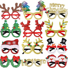 12pc Christmas Party Glasses Set for Dress Up Cosplay