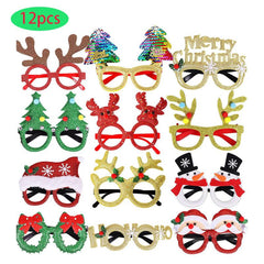 12pc Christmas Party Glasses Set for Dress Up Cosplay