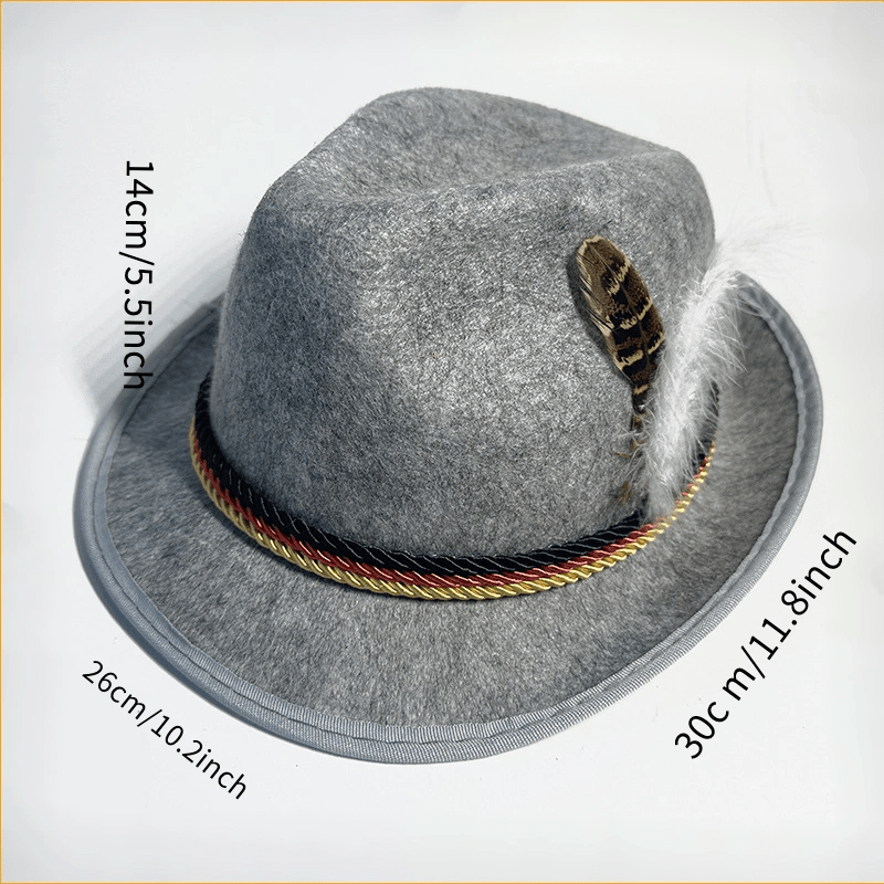 Party Jazz Hat with Feather, Performance Costume Accessory