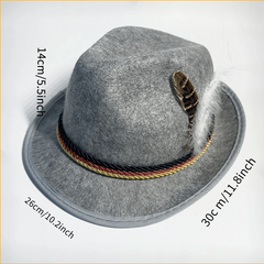 Party Jazz Hat with Feather, Performance Costume Accessory