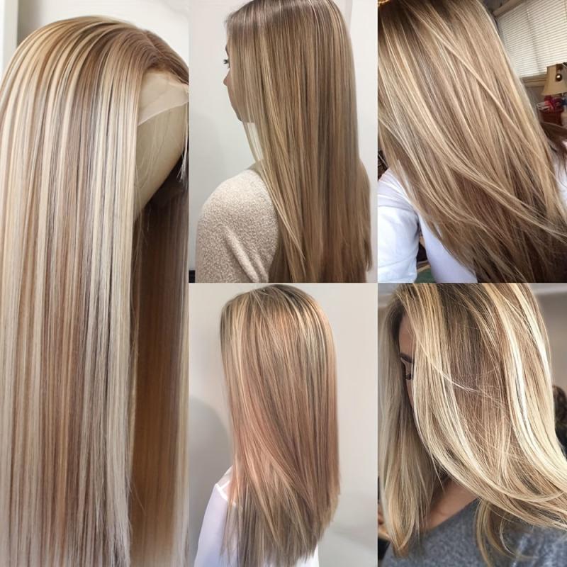 Front Lace Long Straight Gradient Synthetic Wig for Women