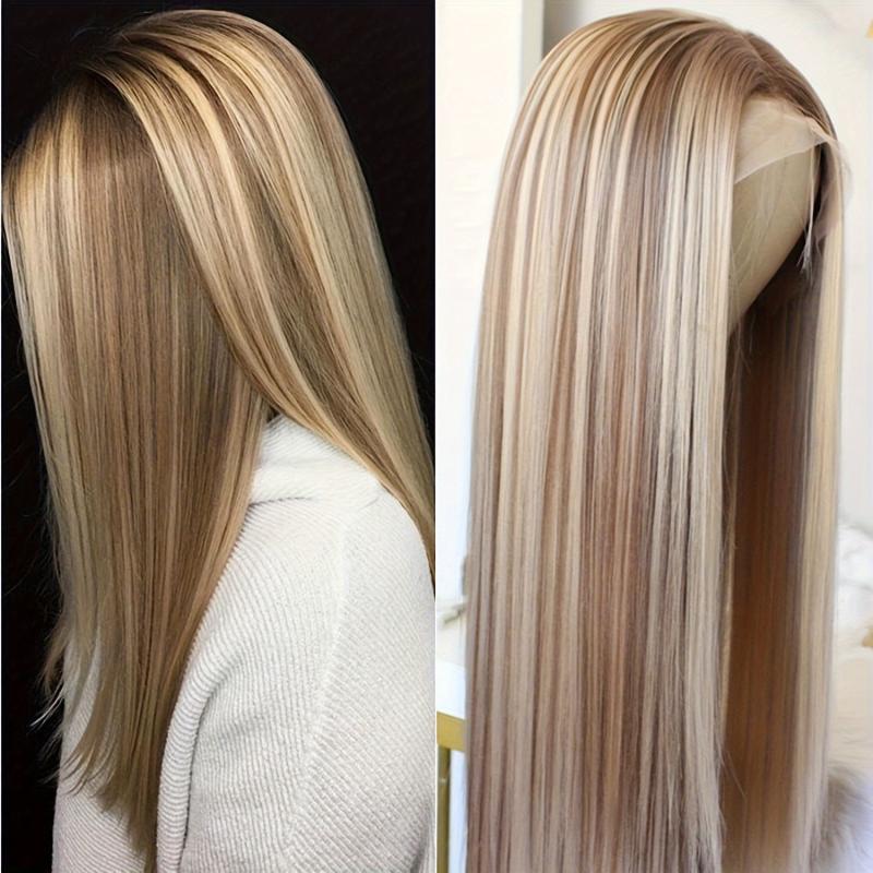 Front Lace Long Straight Gradient Synthetic Wig for Women