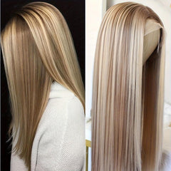 Front Lace Long Straight Gradient Synthetic Wig for Women