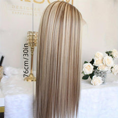Front Lace Long Straight Gradient Synthetic Wig for Women